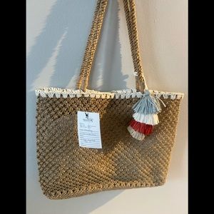 Hand made wicker beach tote
